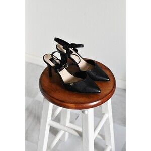 Jones New York Strappy Heels Womans 8W Black Pointed Toe Dressy Career